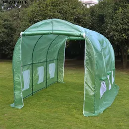 360*215*220cm Large Garden Greenhouse Tall Green House Plant Garden House Shed Storage PE Warm Garden Tier Cover with Stand