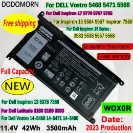 البطاريات DoDomorn WDX0R بطارية الكمبيوتر المحمول لـ Dell Vostro 5468 5471 5568 Inspiron 17 5770 5767 5765 15 5584 5567 7560 3583 5538 5567 5568