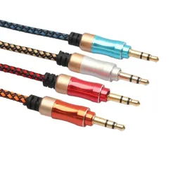 1pc 3.5mm araba Audio Aux Kablosu Erkek - Erkek Stereo Kulaklık Uzatma Kablosu Örgülü Kalkan Aux Kablo Hattı