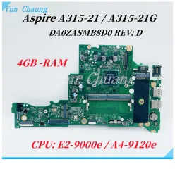 Moderkort DA0ZASMB8D0 DA0ZASMB8D2 ZAS UMA Mainboard för Acer Aspire A31521 A31521G Laptop Motherboard med AMD E2 A4 A6 A9 CPU 4GBRAM