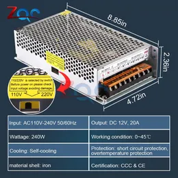 Переключение питания светового трансформатора AC 110V 220V в DC 5V/12V Адаптер источника источника питания для светодиодной полосы CCTV 720W 1000 Вт