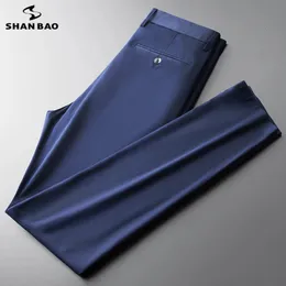 Shan Bao Summer Brand Bamboo Bamboo Fibra di cotone sottile MENS ATTENZIONE Pantaloni dritti Business Casual High High Waist Pantaloni leggeri 240326