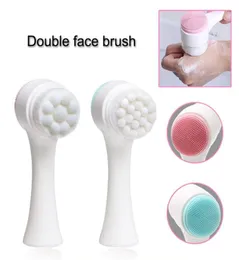 Double Side Silicone Facial Cleanser Brush Portable Vibration Massager for body and face skin care8570123