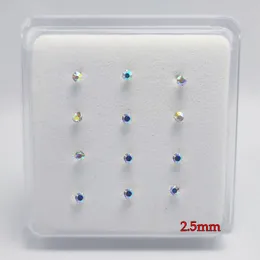 12PCS/SET 925 STERLING SREBRNY STIDE 2,0 mm 1,5 mm 2,5 mm Ab Crystal prosta srebrna biżuteria