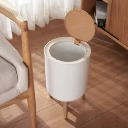 Joylove Household Hall Legno Cestino per cereali, bagno, camera da letto, studio, bidone della spazzatura da ufficio, cestino di stoccaggio a spinta