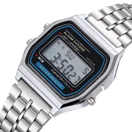 Zegarek luksusowy cyfrowy zegarek dla mężczyzn męski stal nierdzewna elektroniczna ręka na rękę prosta biznes złoty sliver męski męski hombre