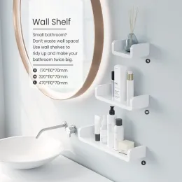 Xunshini Punch Free Bathroom Shelf White Mitry Wall Relves Sugher Storage Storage Rack Accessories