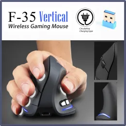 Mäuse F35 Wireless 2,4 GHz wiederaufladbare vertikale Mäuse 6 Tasten 2400 dpi einstellbare ergonomische optische Gaming -Computer -Maus