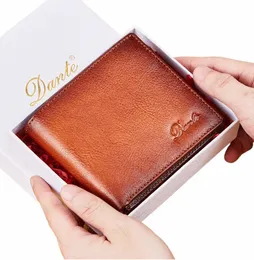 the first layer of men's wallet is made of cowhide, handcrafted, anti-theft and card swi RFID, 100% genuine leather wallet Y8CK#