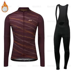 DHB Mens Winter Thermal Fleece Cycling Jersey Long Sleeve MTB Bicycle Jackets Ropa Ciclismo 2022 Road Bike Cycling Clothing Set