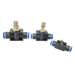 6pcs LSA pneumatic التجهيزات القابلة للتعديل تدفق التحكم في صمامات صمام ضغط الهواء منظم صمامات خانق التركيب السريع