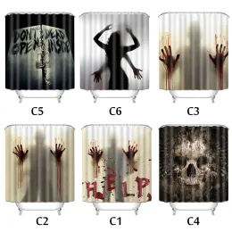 Cortinas da janela do chuveiro de Halloween Cortinas de horror Hands Bloody Banheiro Curtins para decoração de Halloween 180*180cm