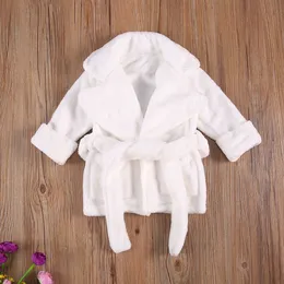 Criança bebê menino menino roupão de banho outono inverno quente e espesso de manga longa túnio de flanela longa macia com roupas de bolso de cinto