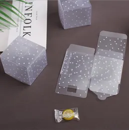 50pcs/lot clear pvc candy packaging box square trosparent cake box dot diy 플라스틱 포장 선물 상자 웨딩 파티 장식