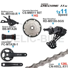 SHIMANO DEORE M5100 11 SPEED GROUPSET SHIFTER SL-M5100 RD-M5100 CRANKSET SM-BB52 Cassetta staffa 11-50T 52T X11 Catena originale