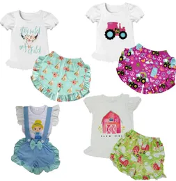 Малышка для малышей девочки наряды одежда Новый дизайн детская летняя одежда набор молока шелк детей с коротким рукавом с коротким рукавом набор 3M16T, который 3594792