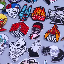 Patch punk per t-shirt dell'abbigliamento Twin Peaks Patch Adesivi termici giacca Stripes da ricamo Distintivo per motociclisti del cranio sui vestiti