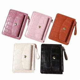 Frauen Brieftasche PU Leder Multi-Slot Reißverschluss Schlüsselbund Kleine Mey-Kartenbeutelhalter Beutel kurzes Handtasche Münze G9WF#