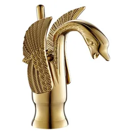 Swan -Stil Badezimmer Wasserhahn Chrom/Golden/Antiquitäten/Schwarzes Messing Luxus Waschbeckenmixer Tap Deck Heißer und Kaltmixer Tap Wasserhahn montiert