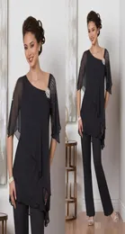 2019 primavera no verão chiffon mãe039s noivo calças de manga longa vestido convidado vestido mãe do terno de calças da noiva para weddin4510597