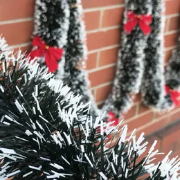 Behogar 2M 크리스마스 장식 Green Green Green Garland Bow Knot Manging Ornaments for Christmas Tree Wall Windy Xmas Party Supplies