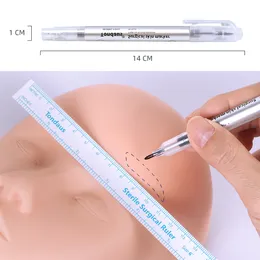 1PC Tattoo Eyebrow Marker Pen Skin With Measure Paper Ruler Eraser Magic Remover Brush Surgical Permanent Makeup Tattoo Tools