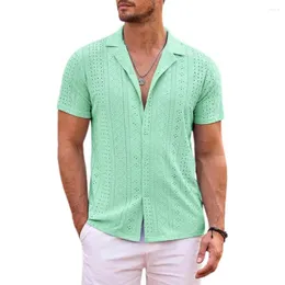 Herren-Casual-Shirts Strandhemd stilvoller Holof-Out-Sommer mit Kurzärärmeln atmungsaktives Urlaubsoberteil für eine Coole