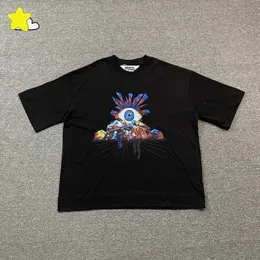 Męskie koszulki Smmer Streetwear Lose Kolor Ośniaki Błąd oka T-shirt T-shirt 100% bawełniany węgiel szary czarno-biały koszulka J240409