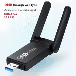 카드 1200mbps USB WiFi Dongle Adapter 5GHz 2.4GHz USB 듀얼 밴드 RTL8812 WIFFI 안테나 LAN 어댑터