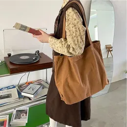 Totes Women Shoulder Bag Female Student Tote Shopper Large Vintage Washed Canvas Handbag Blank Solid Color Cloth Japanese Woman