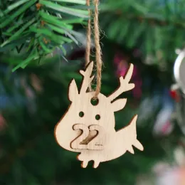24PCS DIY Nummern Weihnacht Adventskalender Holz Anhänger Weihnachtsbeutel Number Label Kalender Countdown Hanging Tags für Wohnkultur