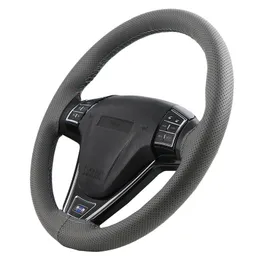 Coperchio volante per auto in pelle autentica fai-da-te copertura intrecciata da 38 cm anti-wear per avvolgimento di sterzo per auto morbida del volante