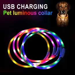 1st Ny husdjurskrage USB laddningskrage Vattentät silikonkrage Används för nattlysande hundkrage Multicolor Pet Products