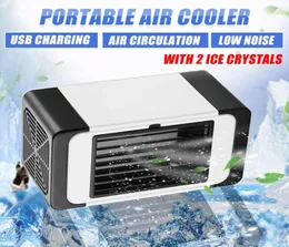 Mini USB Air Cooler Tragbarer Klimaanlagenfeuchterreiniger Desktop -Luftkühlventilator Lüfterlüfter mit 2 Eiskristallen6200107