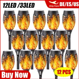 12/33 LED Solar Flame Lampe Outdoor Solar Torch Lichter wasserdichte Landschaft Rasenlampe Tanzflicker für Gartendekoration