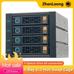 Kedja/gruvarbetare Zhenloong 4 Bay U.2 NVME SSD Hot Swap Storage 3.5 "/2.5" Hårddiskbur SAS SATA3 -modul 5,25 tum Optisk drivposition CON