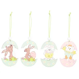 2st Happy Easter Decor for Home Diy Bunny Easter Eggs Rabbit Chick Wood Ornaments Easter Party Supplies påskgåvor till barn