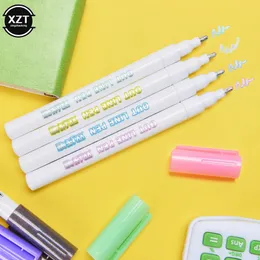 1 st färgglad dubbel linje penna highlighter fluorescerande markör godis färg student multicolor hand anteckning penna för skolaffisch