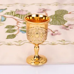 Retro Creative Small Beverage Wine Cup Golden Goblet Cup European Style Home Bar Propitiate Water Cup White Brass Copper