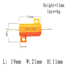 5pcs 100w 50W 25W 10W Alumínio de alumínio Metal Shell Case Wirewound Resistor 0,1 ~ 10kohm 1 20 200 500 1k 10k Resistor Resistor