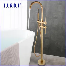 Jieni escovou Gold High Round Redond Bath Bath Bather Montado de banheira Montou a torneira da banheira romana da banheira