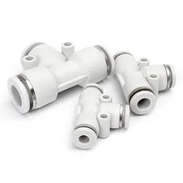 PE PEG T-shaped three-way white pneumatic connector 4mm 6mm 8mm 10mm 12mm 14mm 16mm OD hose plug-in quick connector adapter air