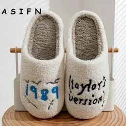 Slippers Asifn 1989 Home Women's Fuzzy Taylor Style Comfy Flat Swift Version TS Swifties Seagull Funny Shoes Home لها