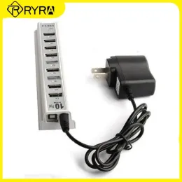 Hubs RYRA USB 2.0 Hub 10 In 1 Multi Splitter High Speed Adapter Portable Multiport Docking Stations Laptop Computer Office Equipment