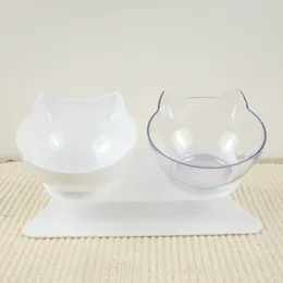 Cat Double Bowl Cat Bowl Dog Bowl Non-Slip Food Bowl med upphöjd stativ Kattfodervattningstillbehör Dog Feeder Pet Supplies