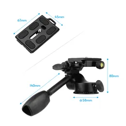 Andoer Aluminum Alloy Tripod Head: 3 Way Pan Bar For DSLR