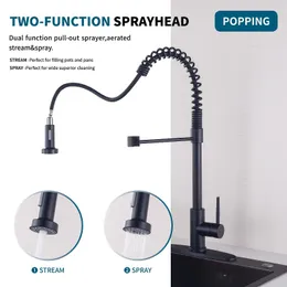 Küchenarmaturen Moderne Style Messing Taps ausziehen Mixer Waschbecken schwarz mit Sprühgerät