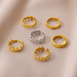 Anéis de casamento concha geométrica para mulheres aço inoxidável