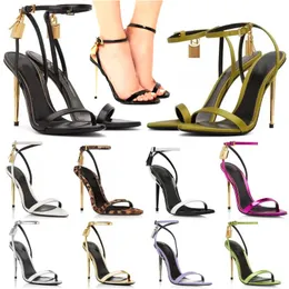 Pointy Lock Stiletto Shoes Padlock Tomlies fordlies Naked Sandals Shoes Hardware heel and key Woman Metal Women Heel Party Dress Dress Wedding heels Sandals