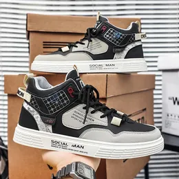 Casual Shoes Herren High Top Sneakers Plattform Schnürung Koreanisch Leicht warmes Skateboard Tenis Maskulino Frühling